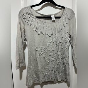 Chico's Cream Fringe Top